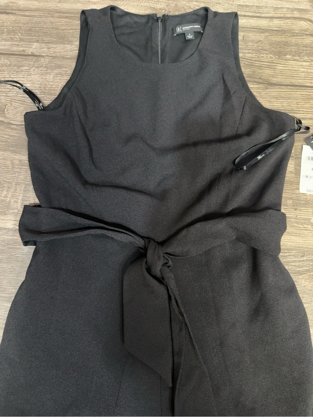 INC International Concepts Black Sleeveless Wide-Leg Jumpsuit with Front Slits - Picture 7 of 11